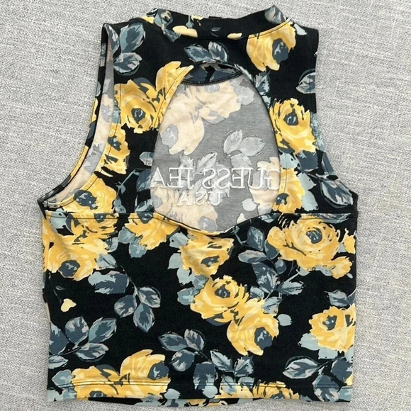Guess Jeans Floral Crop Top with Cut Out - Picture 4 of 4